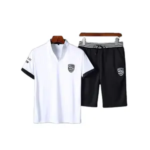 Toptan kısa takım elbise pantolon erkek-Yeni T-shirt rahat spor elbise kore versiyonu plaj pantolonları kısa erkek eşofman Set