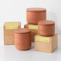 AIKUN Bougie parfumée minimaliste en cire de soja à mèche unique avec couvercle, en céramique personnalisée, coffret de marque pour la décoration intérieure