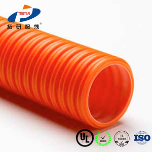 يمكن أن تحمل ضغط القدم الثقيل دون كسر مرنة برتقالية اللون PA6 المموج حماية الأسلاك أنبوب العزل - Product Image 3