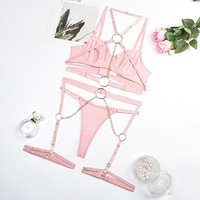 Ensemble de lingerie sexy pour femme, combinaison en cuir PU exotique, sous-vêtements, costume de dominatrice, fétiche, bondage, pole dance, tenue de club