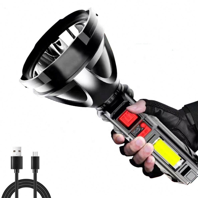 High Lumens Led Flashlight 500m Long Range Flashlight USB Flashlight Lantern Torch Lamp