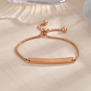 Dainty Children's Jewelry Bracelet Custom Stainless Steel <b>Engraved</b> Blank bar Charm Bracelet - Product Image 1