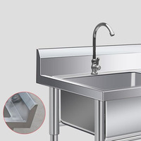 Wastafel Komersial 3 Kompartemen Baja Tahan Karat Heavy Duty untuk Restoran, Hotel, Bar, dan Food Truck