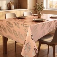 Nappe Imprimée en PVC Imperméable Dorée, Facile à Nettoyer, Housse de Table en Vinyle pour Maison, Cuisine, Restaurant
