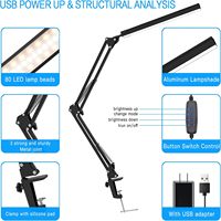 Lampe de bureau LED électrique moderne avec abat-jour en plastique ABS, à pince, pour la maison, le bureau, le dortoir, l'étude, la lecture, le dessin, à intensité variable