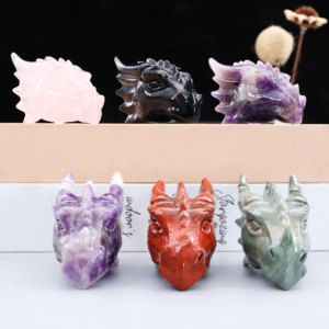 Chất lượng cao yuchenglin 3.5 inch pha lê thằn lằn bay đầu sọ khắc Tự Làm Thủ Công Rồng Đầu Tượng Mặt dây chuyền Máy tính để bàn trang trí nội thất Quà Tặng - Product Image 2