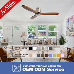 1stshine <span class=keywords><strong>Ventilateur</strong></span> de plafond Hotel Low Profile DC Réglable Wind Flush Monté APP Control <span class=keywords><strong>Ventilateur</strong></span> de plafond avec pales en bois - Product Image 4