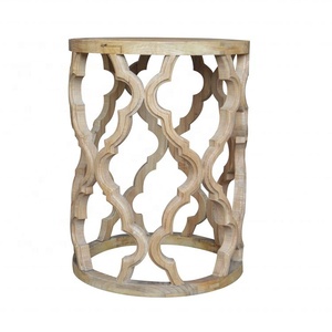 Mesa Auxiliar Hoolnn HL232 de Estilo Rústico Francés, Hecha a Mano con Madera Sólida de Olmo Reciclado, para Sala de Estar, Hotel u Hogar - Product Image 6