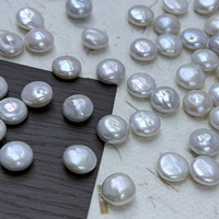 Grandes perles de culture d'eau douce blanches laiteuses de 11-13 mm, forme bouton baroque, perles naturelles en vrac à dos plat pour la création de bijoux DIY