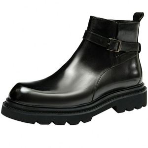 Botas Chelsea de Piel Genuina para Hombre, Suela Gruesa, Estilo Casual de Negocios Británico, Botas de Piel de una Pieza Multicolor de Caña Alta - Product Image 1