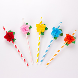 Tulip Art Straws Colorful Paper Disposable Straws With 3D Flower Decoration For Party Beverage Use - Product Image 3