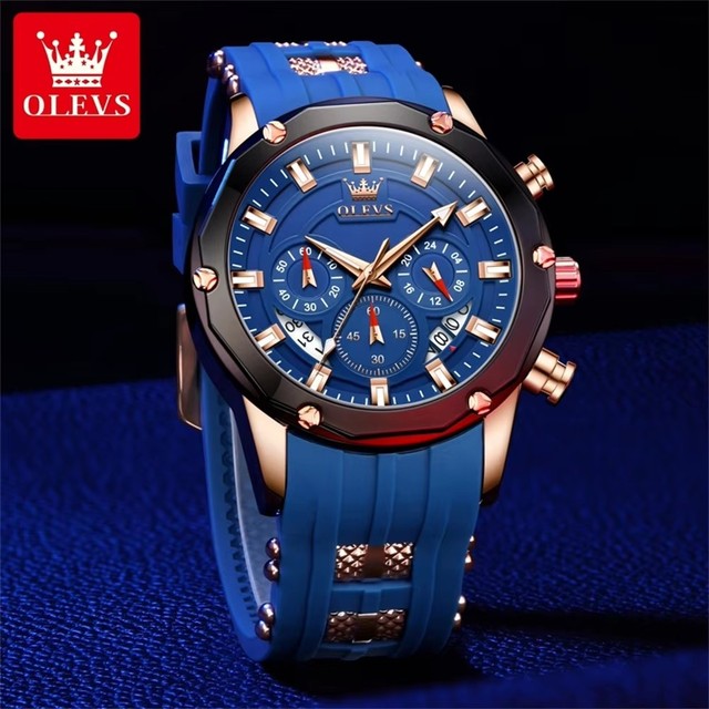 OLEVS Original Watch for Men Quartz Business Sports Multi Functional Calendar Time Code Watch Fashion Casual Wristwatches