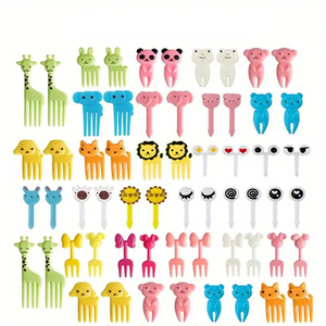 Bento Picks Personnalisé Utilisation Familiale Mignon Dessin Animé Animal Forme Alimentaire Fourchette À Fruits 10pcs Cadeau De Fête Mini Fourchette pour Enfants Voyage - Product Image 4