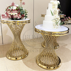 ที่วางเค้กสแตนเลสสตีลสีทองสำหรับเค้กแต่งงานของตกแต่งงานอีเวนต์ - Product Image 4