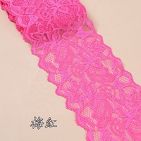 Pita Elastis Renda Buatan Cina 8CM Aksesoris Pakaian Pita Elastis Renda Nylon Spandex Elastis Per Yard