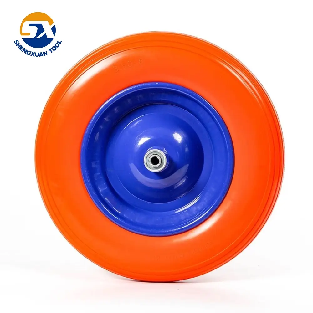 14-дюймовое твердое пенополиуретановое колесо 3,50-8 со стальным ободом и различными цветами