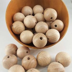 Perles en bois de hêtre naturel de 25mm perles rondes en bois de bricolage pour la fabrication de pinces à sucette - Product Image 4