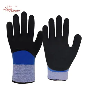 Srsafety Latex Gecoat Blauw Werkhandschoenen Waterdicht Ansi A4 Anti-Cut Handschoenen Constructie Thermische Handschoenen Winter