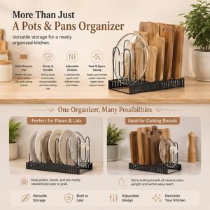 Étagère à casseroles en fer forgé renforcé à plusieurs niveaux, organisateur de rangement pour ustensiles de cuisine sur comptoir - Product Image 3