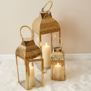 Lanternes porte-bougies en acier inoxydable doré, faites à la main, durables, de différentes tailles, pour Noël, la maison et les mariages - Vente en gros - Product Image 4