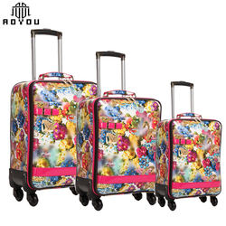 Maleta de Viaje con <span class=keywords><strong>Ruedas</strong></span> Giratorias y Asa Telescópica, Diseño Floral, Material PU, para <span class=keywords><strong>Mujer</strong></span> - Product Image 2