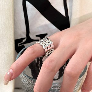 S925 Pure Silver Geometric Open Weave <b>Ring</b> Adjustable Unisex Fashion Jewelry Gift - Product Image 1