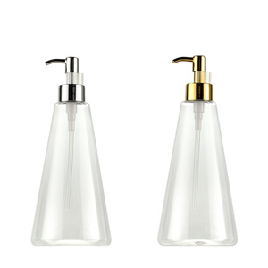 Rõ ràng pet chai nhựa 500ml Rỗng Mỹ phẩm dầu gội Lotion Gel tắm bao bì bơm lại chai với Bạc Vàng pupm - Product Image 1