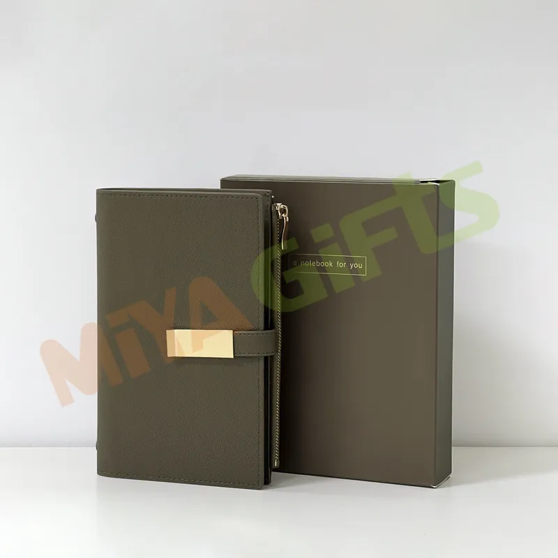 Custom A4 A5 A6 A7 6 ring saving binder planner PU leather budget binder with cash stuffing zipper envelopes wallet money cover