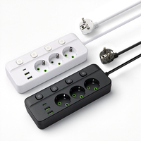 Multiprise standard européenne avec interrupteurs indépendants, 3 prises, 2 USB, 1 port Type-C, cordon d'extension certifié CE