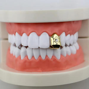 Grillz glacé en or et argent avec diamant bijoux <span class=keywords><strong>de</strong></span> corps Hip Hop à <span class=keywords><strong>dent</strong></span> unique pour hommes et femmes grand rappeur Halloween <span class=keywords><strong>Vampire</strong></span> cadeau - Product Image 5