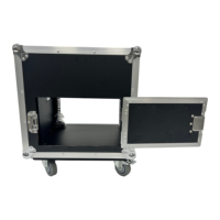 Flight case OEM/ODM 6U+4U de haute qualité pour amplificateur d'affichage karaoké, avec couvercle rabattable, vérins hydrauliques, roulettes pivotantes à 4 roues, IP67