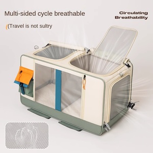 Evcil Hayvan Arabası Çantası Kedi Köpek Çoklu Kedi Taşıma Sırt Çantası Büyük Kapasiteli 4 Tekerlekli Fileli Pencereli Bagaj - Product Image 2