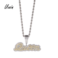 Shujin — collier pendentif avec nom personnalisé pour femmes, bijoux en plaqué or 18K, pour rappeur