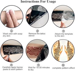 Riutilizzabili Henna tatuaggio stencil Kit 9 fogli di Mehendi stencil per le mani avambraccio DIY indiani Temp tatuaggi per donne ragazze - Product Image 6