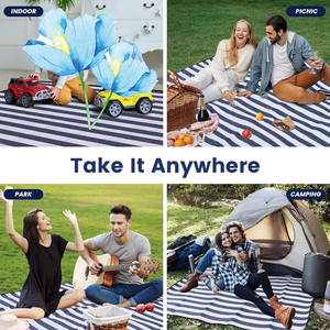 <b>Waterproof</b> Outdoor Picnic Mat Camping Beach Mat Colorful Plaid Stripe Rectangular Sleeping Blanket <b>Pad</b> Living Room Carpet - Product Image 3