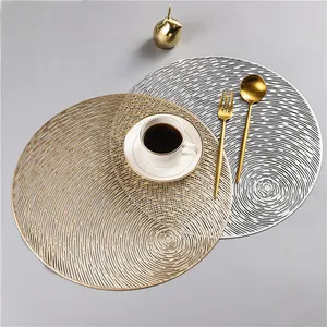 New Gold Silver Round Washable Placemat Kitchen PVC Mats for Dining Tables Drink PP Coasters Set Coffee Cup Pad Hotel Restaurant