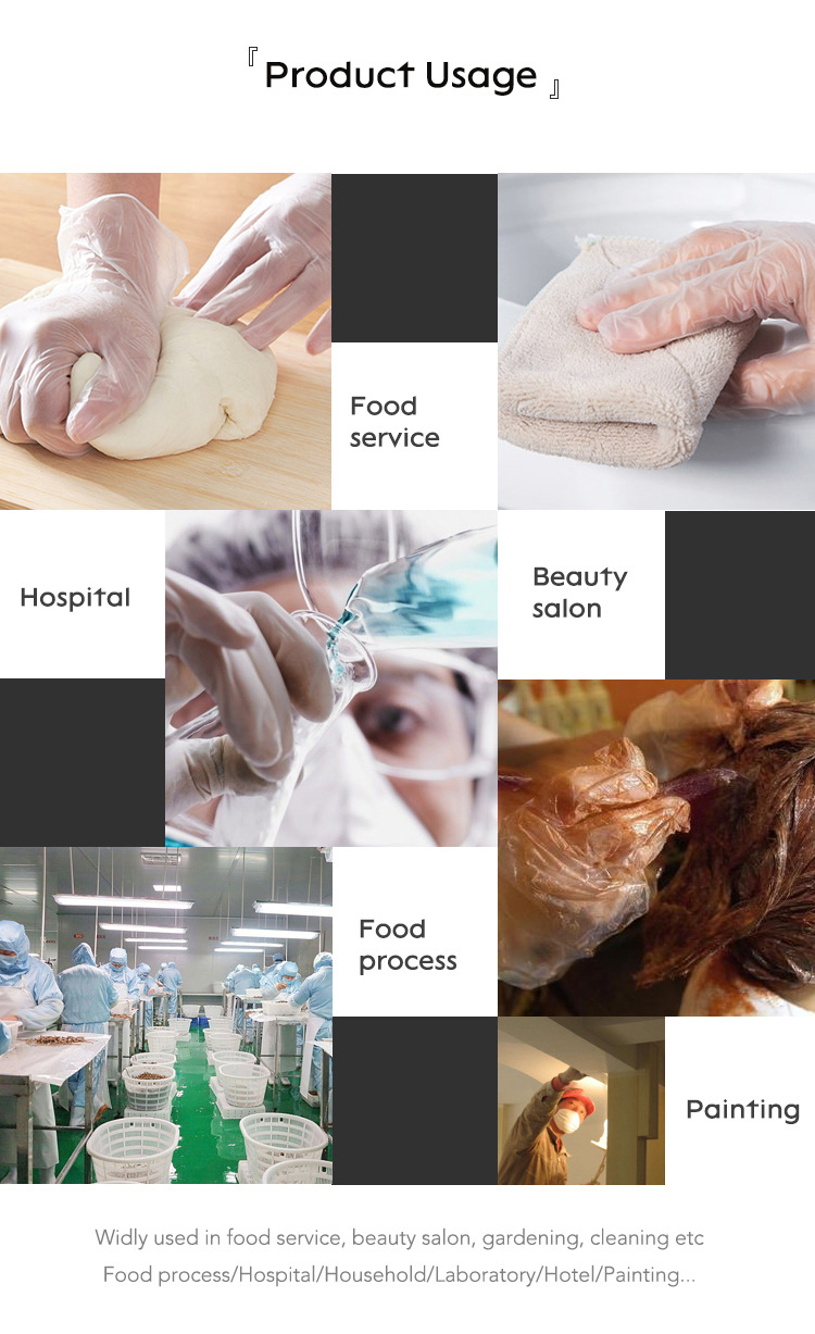 Clear Transparent Disposable PVC Vinyl Glove For Food Household Cleaning