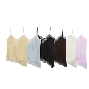 Zatrrhmbm mùa thu của phụ nữ quần áo 2025 mới thời trang Ren nối vest Retro treo quần áo sexy tuyệt vời của phụ nữ Tops - Product Image 1