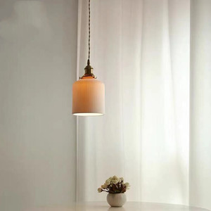 Dropshipping Shopify Vintage Ceramic Pendant <b>Light</b> Nordic Single Head Copper Body LED Warm Lamp For <b>Dining</b> Room Bedroom Decor - Product Image 3