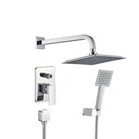 Ensemble de douche mural moderne noir mat en laiton encastré avec fonction pluie, douchette à main et bec de baignoire – Vente en gros