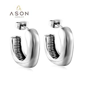 אסון באיכות גבוהה סיטונאי תכשיטי אופנה היפושסנטיות בציפוי זהב 18 קראט נירוסטה נשים עגילי חישוק מרובעים - Product Image 1