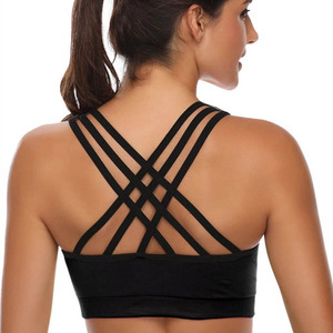 <span class=keywords><strong>Reggiseno</strong></span> da Yoga a compressione con cinturino posteriore Sexy <span class=keywords><strong>Push</strong></span>-<span class=keywords><strong>up</strong></span> <span class=keywords><strong>reggiseno</strong></span> da corsa per Fitness tinta unita bianca nera blu scuro - Product Image 4