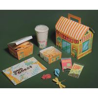 Boîte à Happy Meal personnalisée avec impression, 3 compartiments, recyclable, jetable, pour emballage alimentaire, hamburgers, frites, boîte en papier à poignée