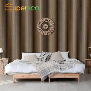 Supremo dekorasi menyerap suara kedap suara beralur 3D Akupanel akustik Panel Slat Panel dinding kayu