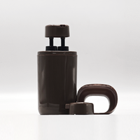 Bouteille de teinture capillaire en PET marron foncé brillant à double orifice, opaque, anti-lumière, vide, pour emballage cosmétique de coloration capillaire à deux composants, avec logo personnalisé