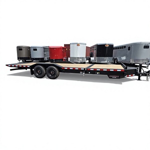 Remolque de Plataforma Plana de Doble Eje para Transporte de Vehículos, Remolque Utilitario de Servicio Pesado con Piso de Madera para Transporte de Maquinaria (Capacidad de Carga de 1001-2000 kg) - Product Image 1