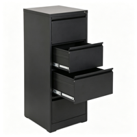 Armoire de classement verticale en acier noire, résistante à l'humidité, à 4 tiroirs, grande capacité de rangement, pour bureau de finance d'entreprise