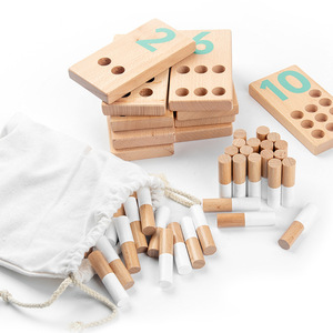 Montessori Digital Cognition Wood pegboard counting stick blocchi di costruzione in legno Piecing puzzle matching giocattoli cognitivi per bambini - Product Image 5