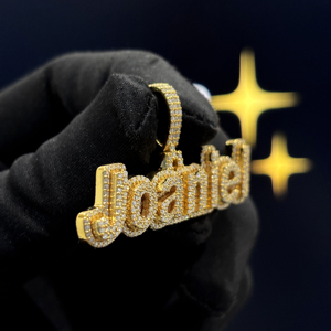 Collar con Nombre Personalizado en Letras Bloqueadas, Chapado en Oro, con Diamantes, Estilo Hip Hop, para Hombres y Mujeres - Product Image 4