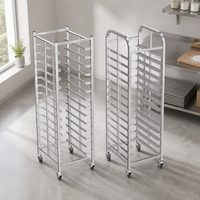 Chariot de rangement pour plateaux de boulangerie en acier inoxydable, multi-niveaux, sur roulettes, mobile, pour restaurant, cuisine, taille et design personnalisés